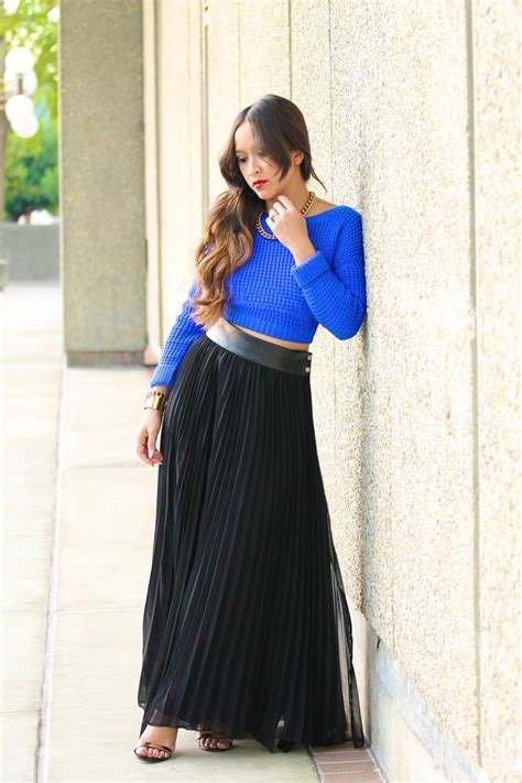 cropped sweater with maxi skirt.